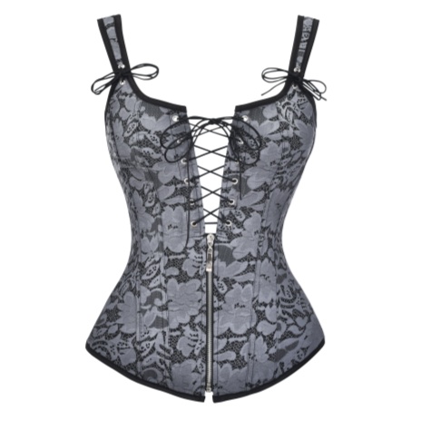 Sexy Plastic Boned Wide Straps Lace Up Bustier Vest Corset Outerwear Corsets